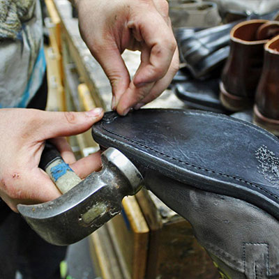 shoe repair in action